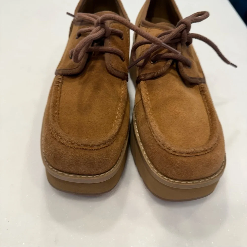 UGG CityFunc Platform Lace Up Loafers Suede Water Resist Women's Sz 8 NEW